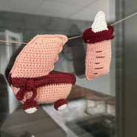 Combi 3: babyflesje, wiegje en konijntje haakpatroon