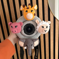 Lensbuddy met giraffe, schaapje, varken en olifant