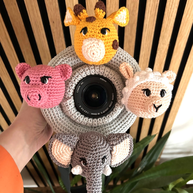 Lensbuddy met giraffe, schaapje, varken en olifant