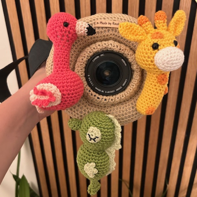 Lensbuddy met flamingo, zeepaardje, giraffe